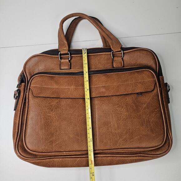 16 In Leather Briefcase Premium Laptop Messenger Bag Men & Women Light Brown - Picture 5 of 10